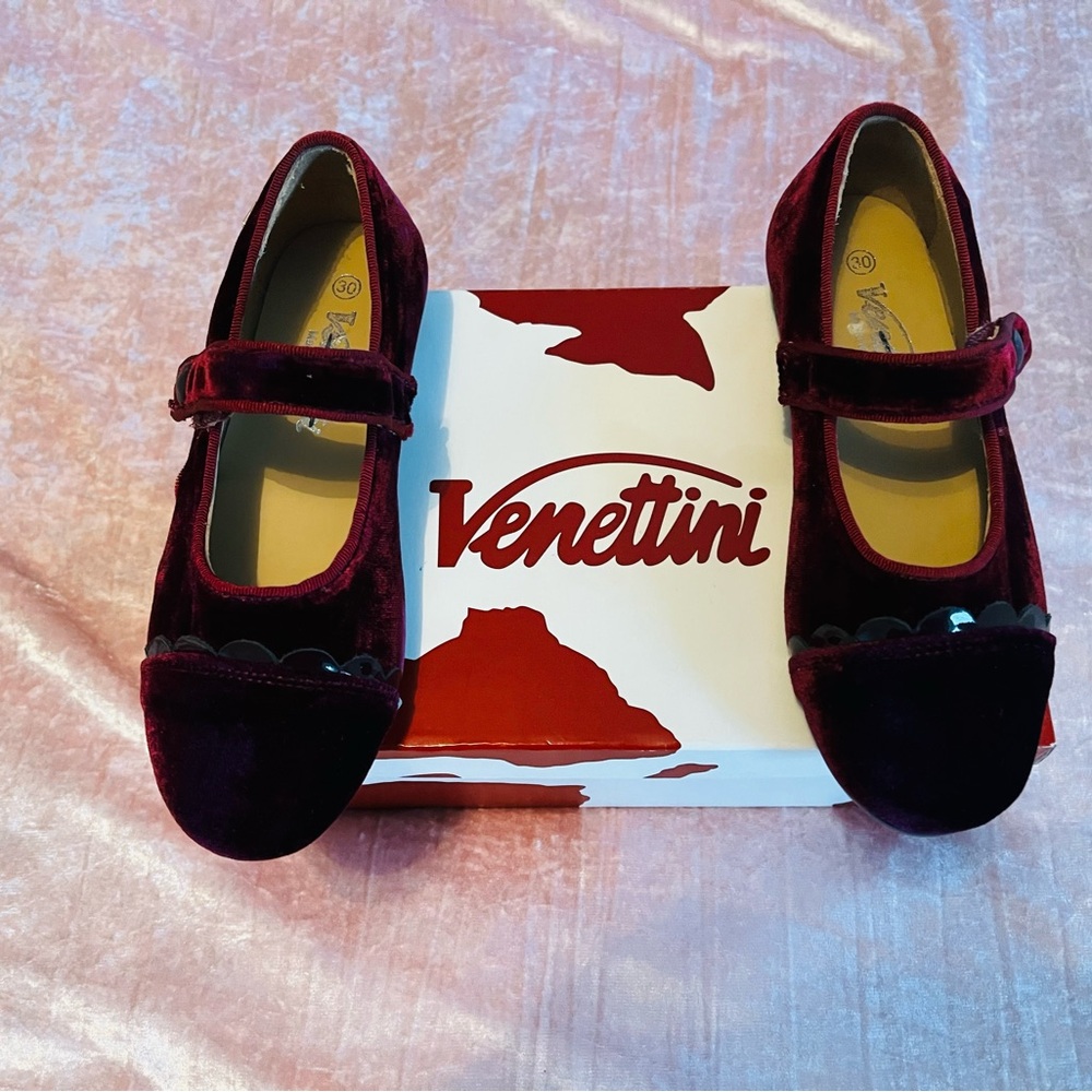 Venettini Velvet Maroon Kids Dress Shoes